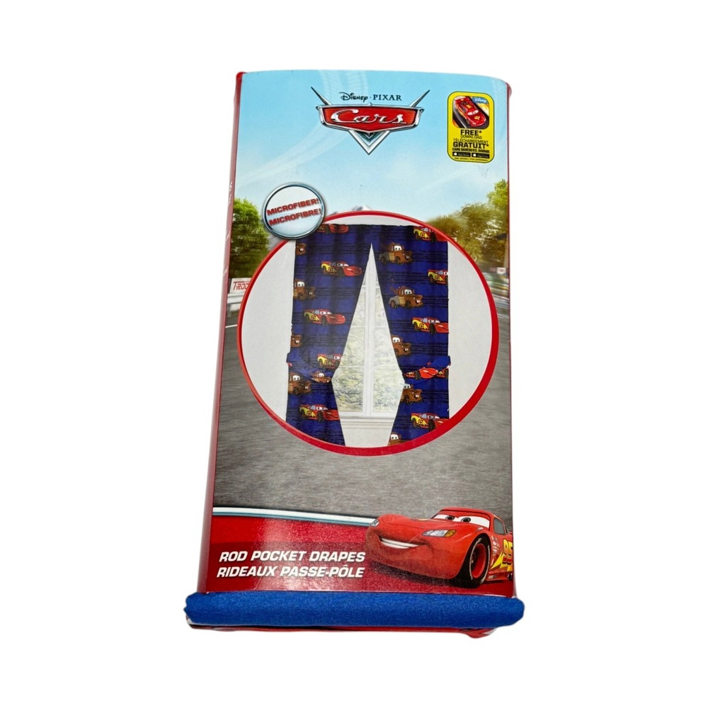 Disney Pixar Cars Rod Pocket Drapes Blue 42x63 Pair New Lightning McQueen